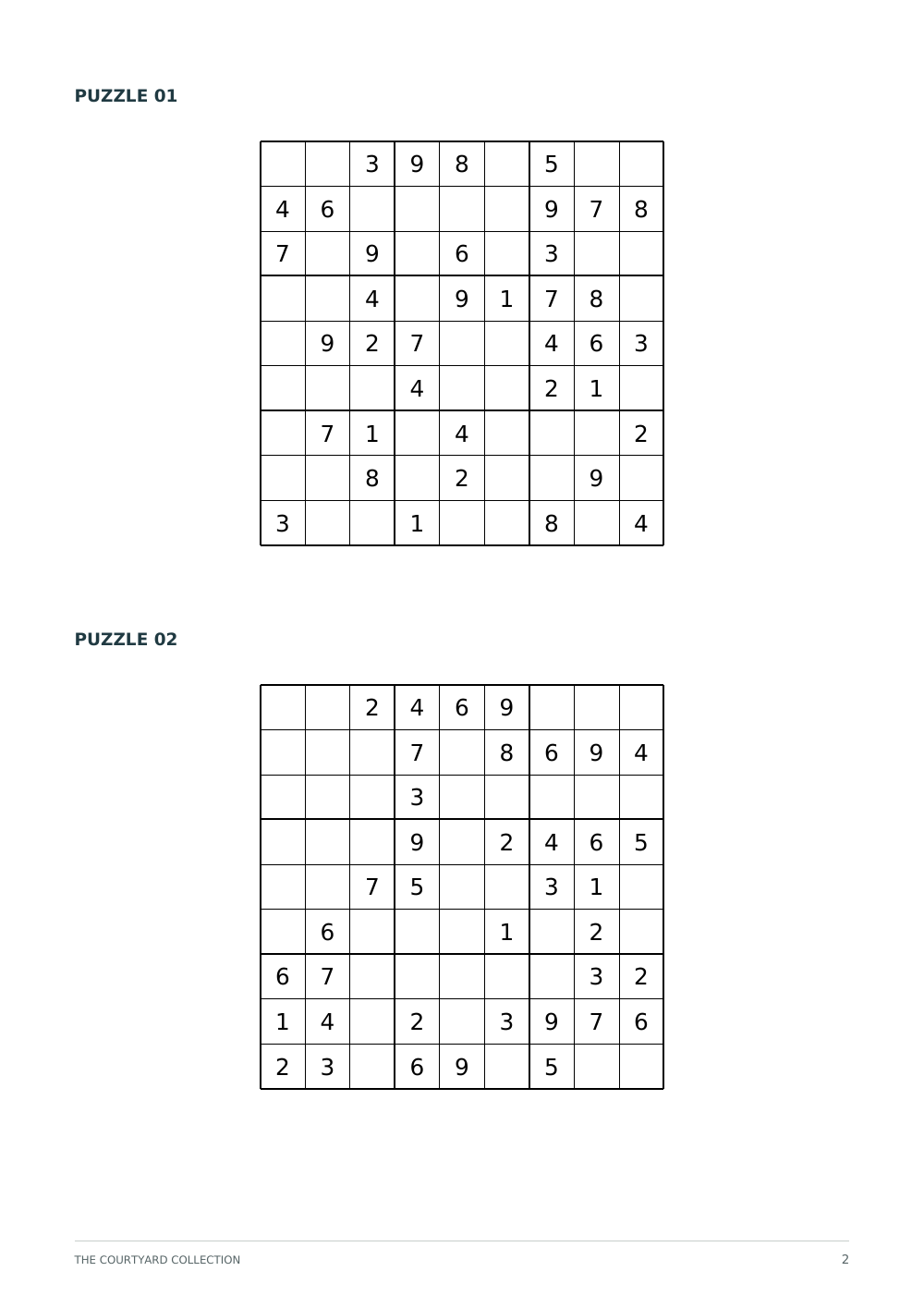 The actual printable page with both free Sudoku puzzles
